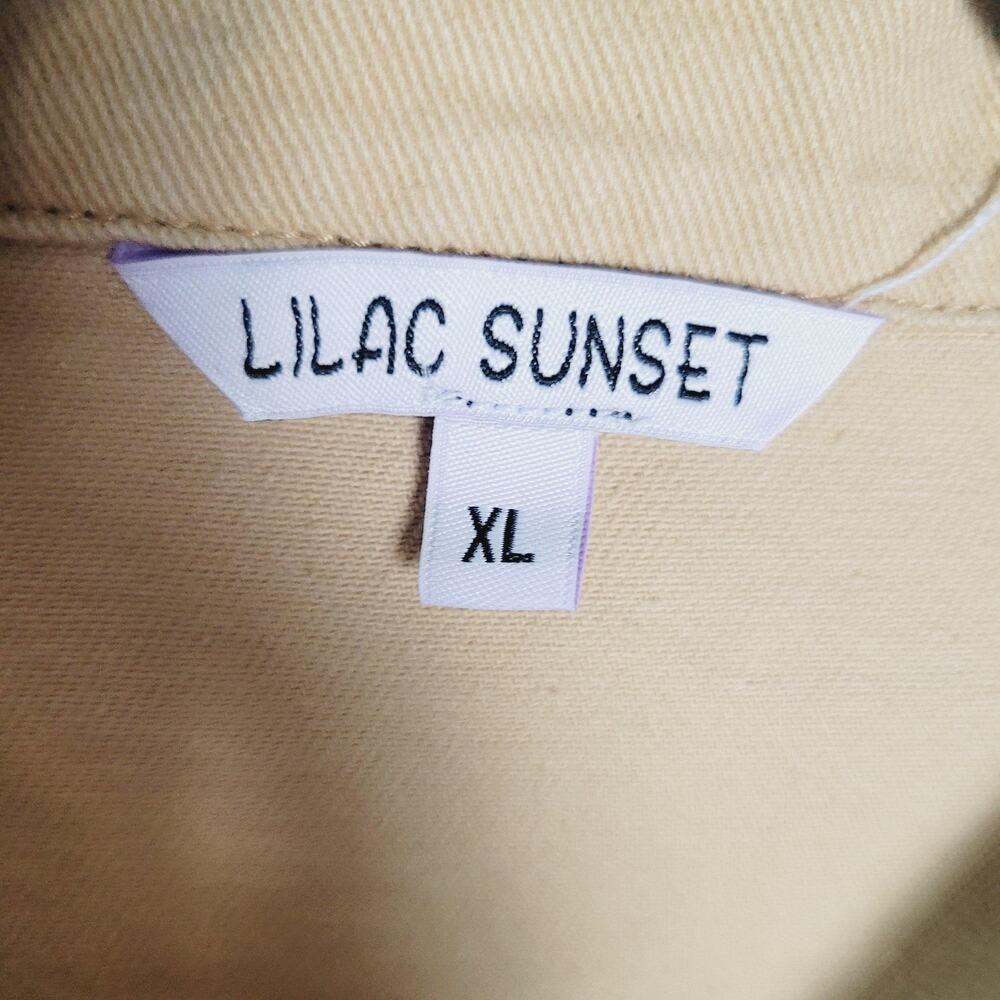 Lilac Sunset Jacket Womens XL Tan Cropped Zip Front Utility Pockets Casual - Picture 4 of 9